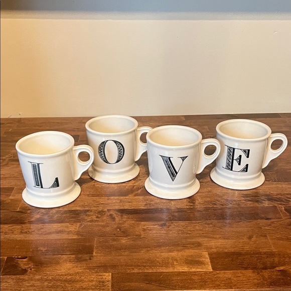 Anthropologie Other - Anthropologie Initial Letter Coffee Tea Mug Set 4 L O V E LOVE Monogram